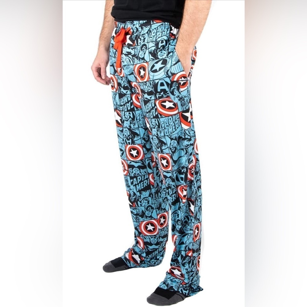 NWT- Marvel Captain America Four Color Squares Mens Sleep Pajama Pants - Picture 2 of 7